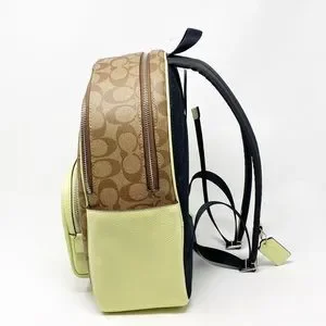 Coach Court Backpack Khaki Signature Canvas Pale Lime Leather Coach | Bags | Coach Court Backpack Khaki Signature Canvas  main image 2